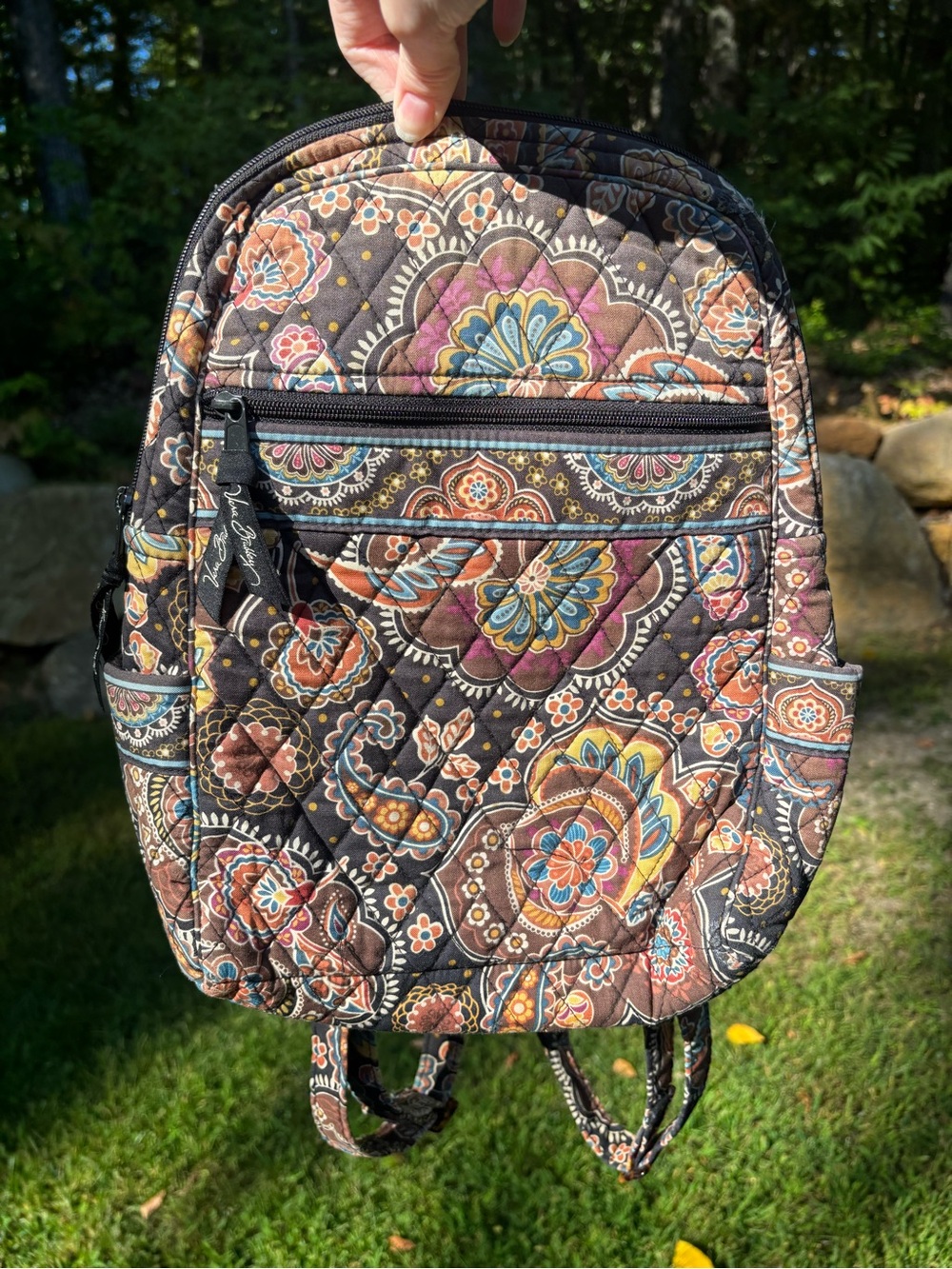 vera bradley brown floral kensington mini backpack